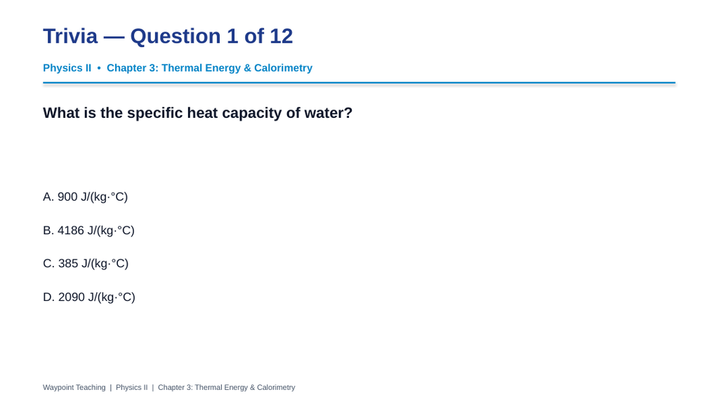 Thermal Energy & Calorimetry Trivia Board Game sample page