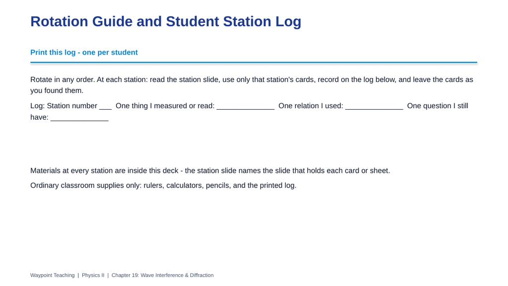 Wave Interference & Diffraction Differentiation Stations sample page