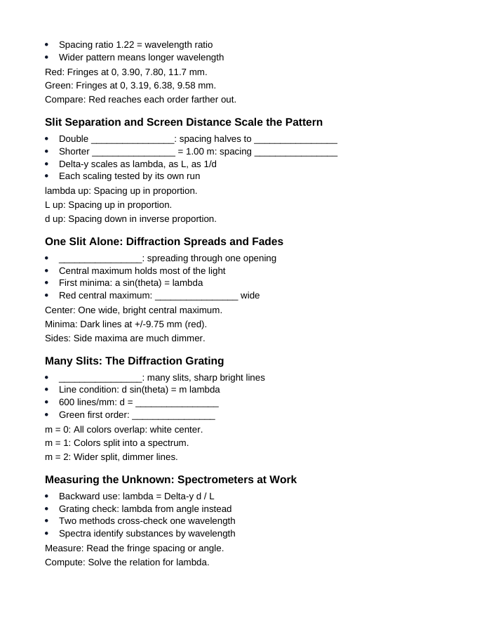Wave Interference & Diffraction Guided Notes sample page
