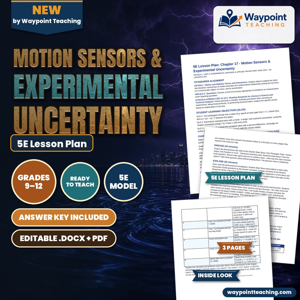 Motion Sensors & Experimental Uncertainty 5E Lesson Plan cover