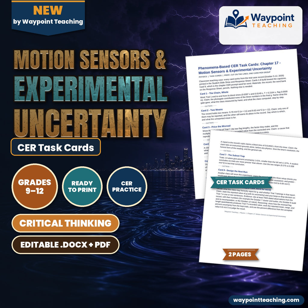 Motion Sensors & Experimental Uncertainty CER Task Cards cover