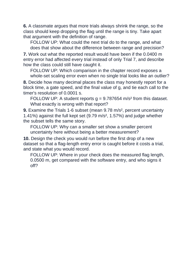 Motion Sensors & Experimental Uncertainty Critical Thinking Prompts sample page