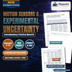 Motion Sensors & Experimental Uncertainty Vocabulary Choice Board cover