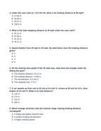 Multi-Stage Motion & Stopping Distance Lesson Quiz sample page
