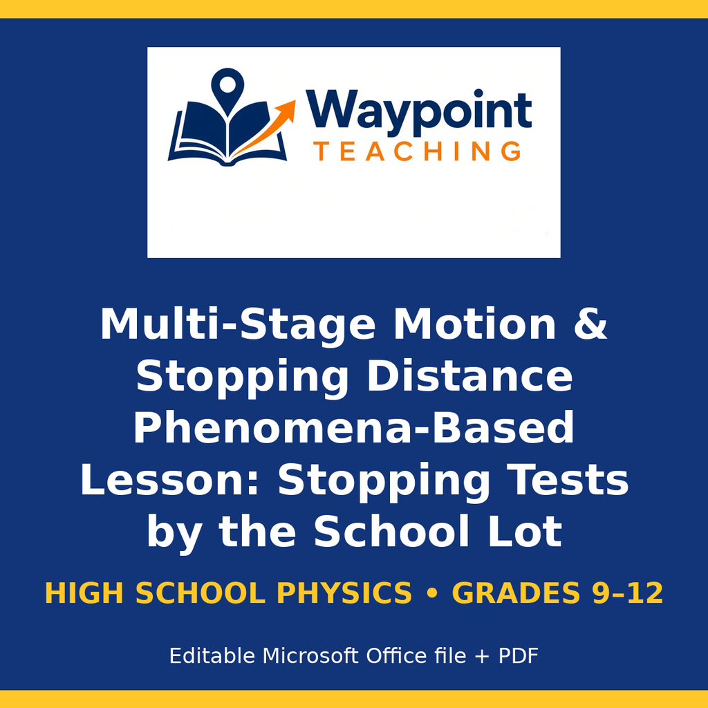 Multi-Stage Motion & Stopping Distance Phenomena-Based Lesson: Stopping Tests by the School Lot Student Response Sheet cover
