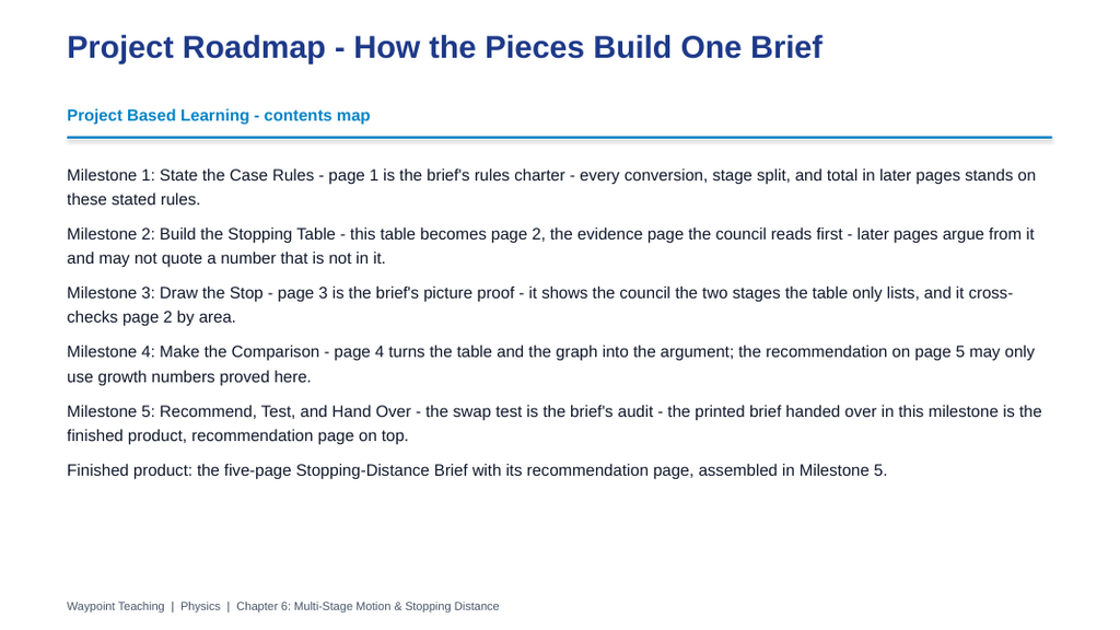 Multi-Stage Motion & Stopping Distance Project-Based Learning Activity sample page