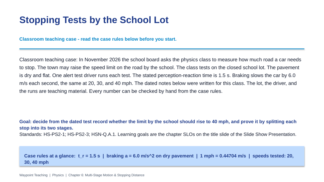 Multi-Stage Motion & Stopping Distance Scaffolded Phenomena-Based Lesson: Stopping Tests by the School Lot Presentation sample page