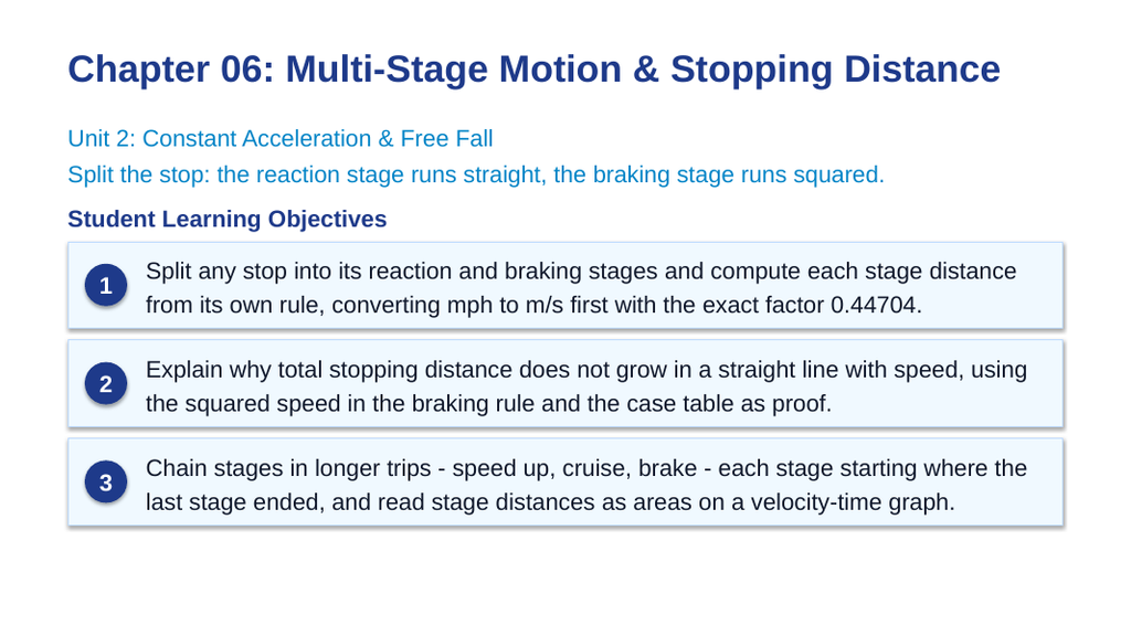 Multi-Stage Motion & Stopping Distance Slide Show Presentation sample page
