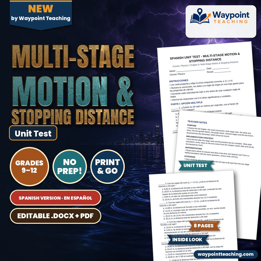 Multi-Stage Motion & Stopping Distance Spanish Unit Test cover