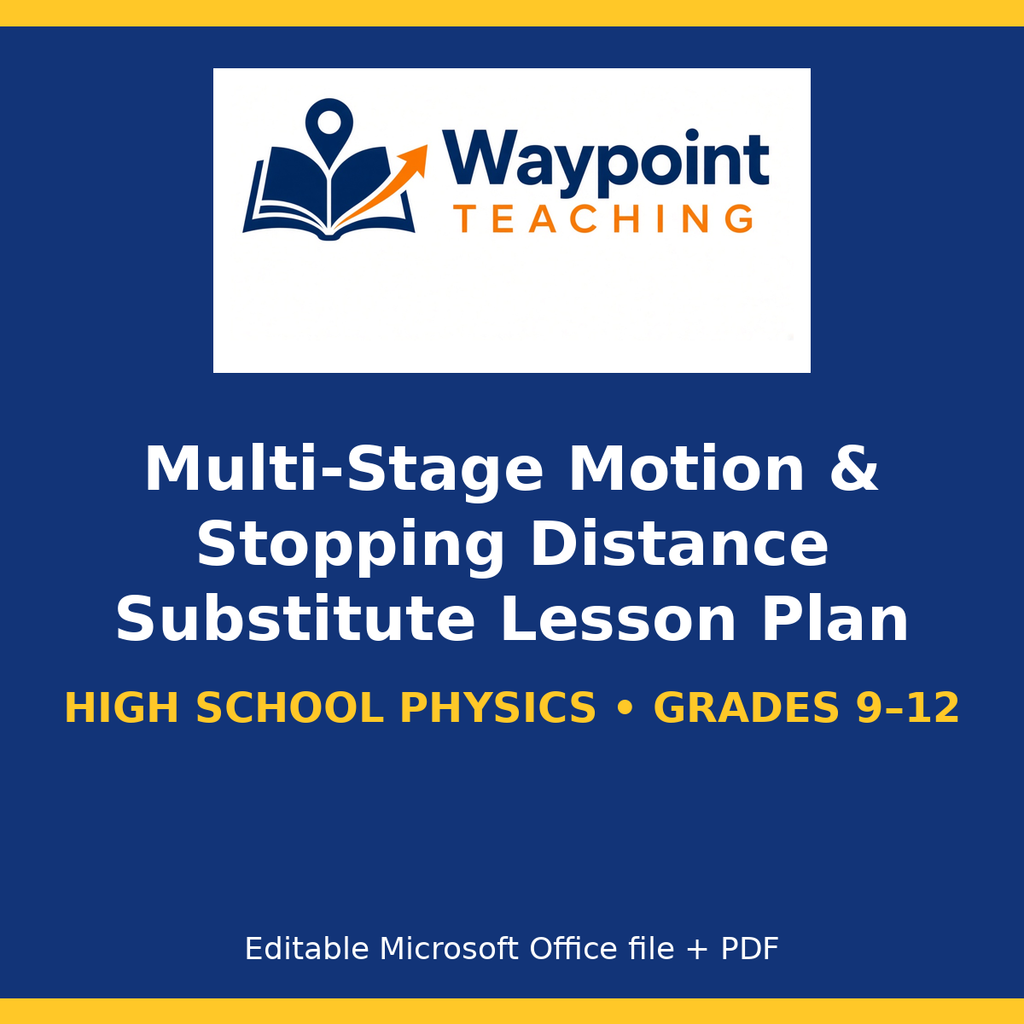 Multi-Stage Motion & Stopping Distance Substitute Lesson Plan cover