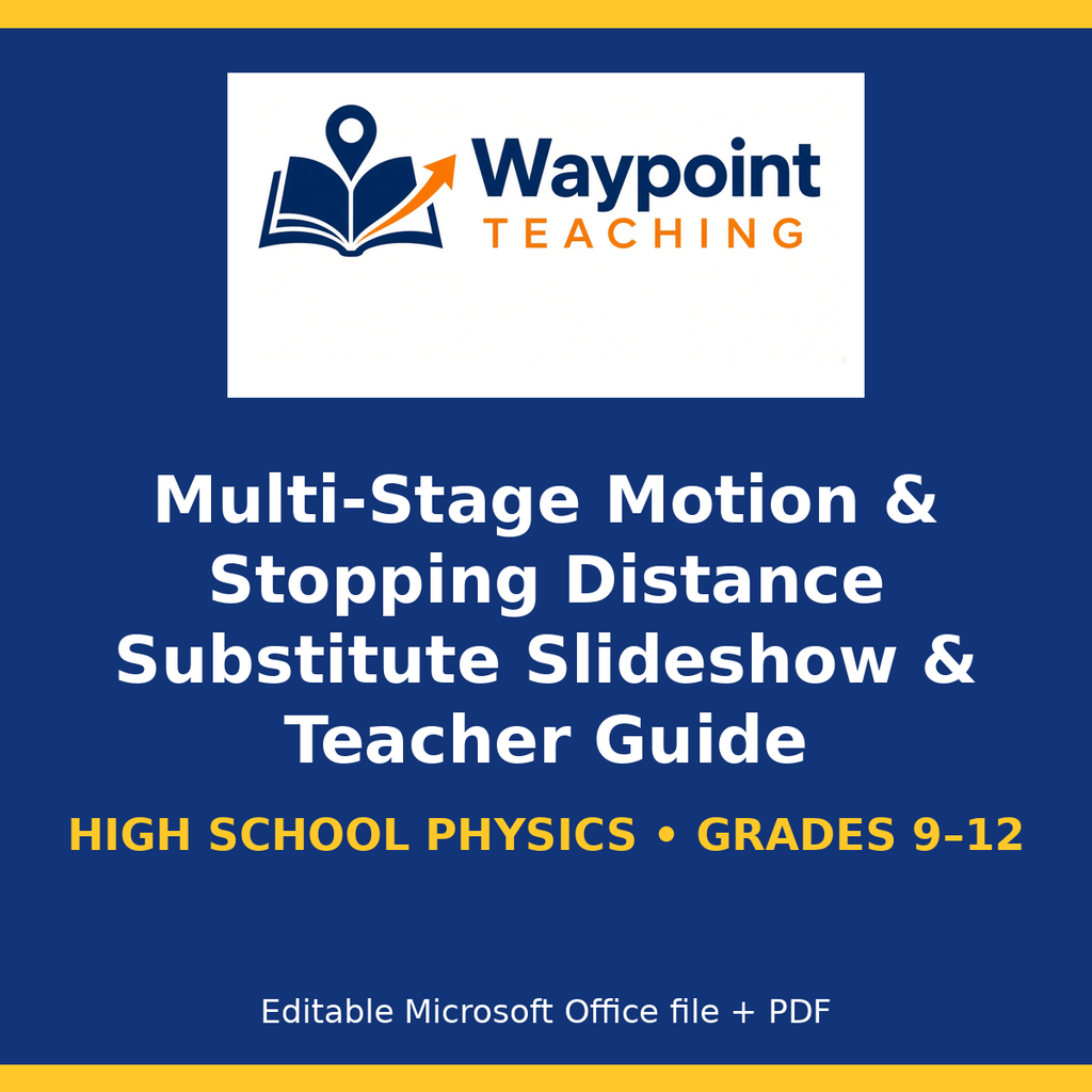 Multi-Stage Motion & Stopping Distance Substitute Slideshow & Teacher Guide cover