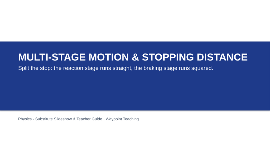Multi-Stage Motion & Stopping Distance Substitute Slideshow & Teacher Guide sample page