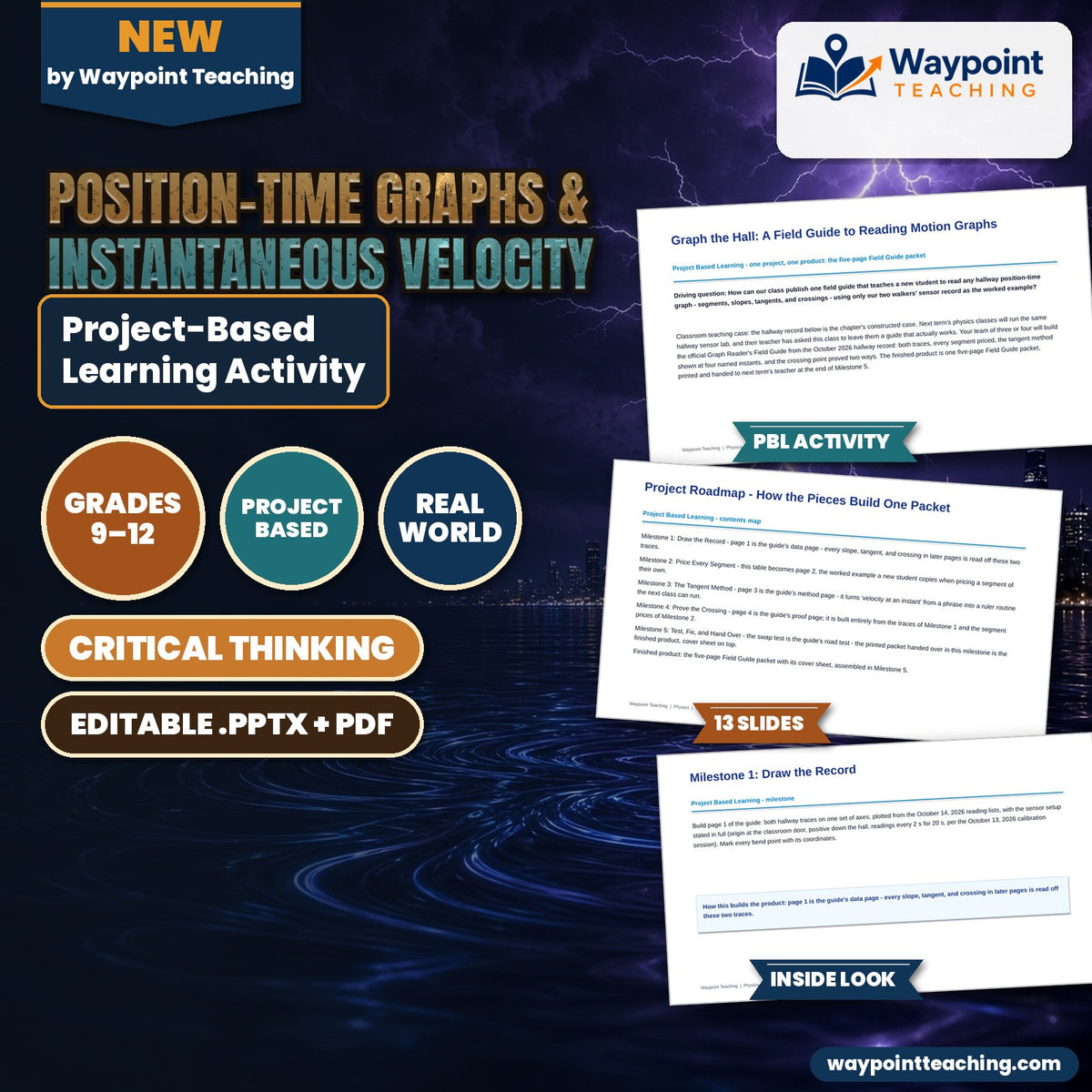 Position-Time Graphs & Instantaneous Velocity Project-Based Learning Activity cover