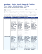 Position-Time Graphs & Instantaneous Velocity Vocabulary Choice Board sample page