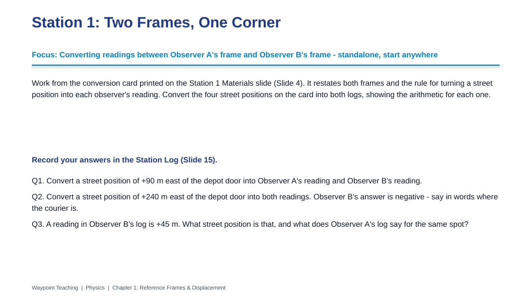 Reference Frames & Displacement Differentiation Stations sample page