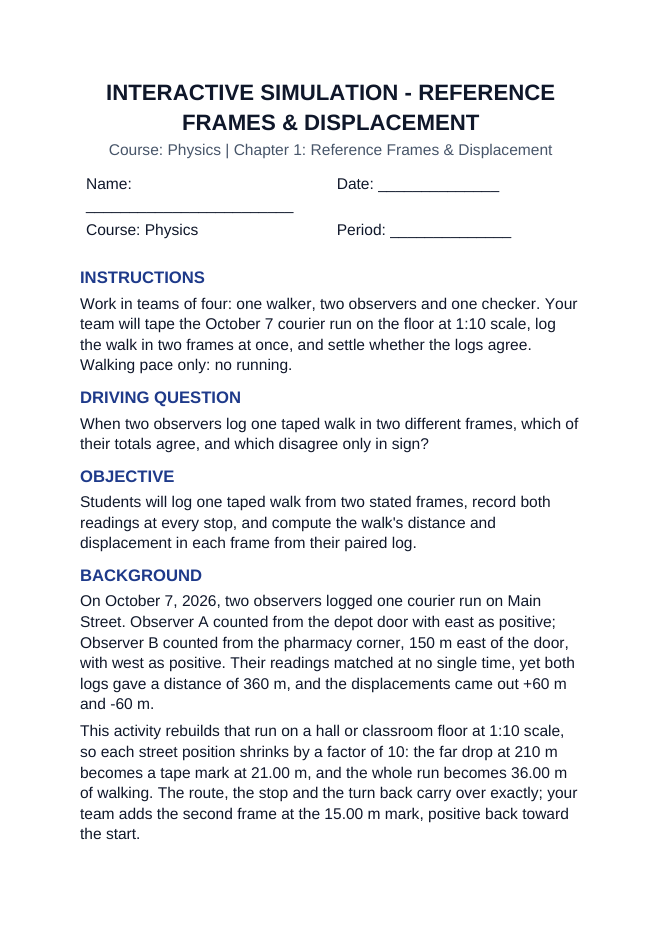 Reference Frames & Displacement Interactive Simulation sample page