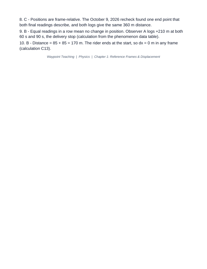 Reference Frames & Displacement Lesson Quiz sample page