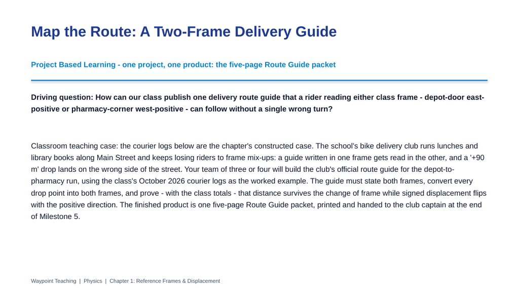 Reference Frames & Displacement Project-Based Learning Activity sample page