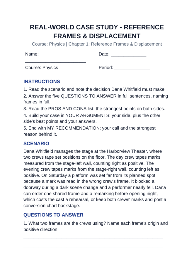 Reference Frames & Displacement Real-World Case Study sample page