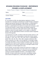Reference Frames & Displacement Spanish Reading Passage & Comprehension Questions sample page