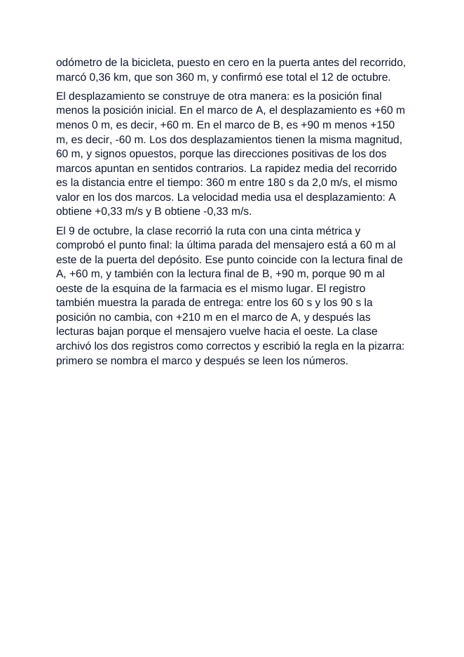 Reference Frames & Displacement Spanish Reading Passage & Comprehension Questions sample page