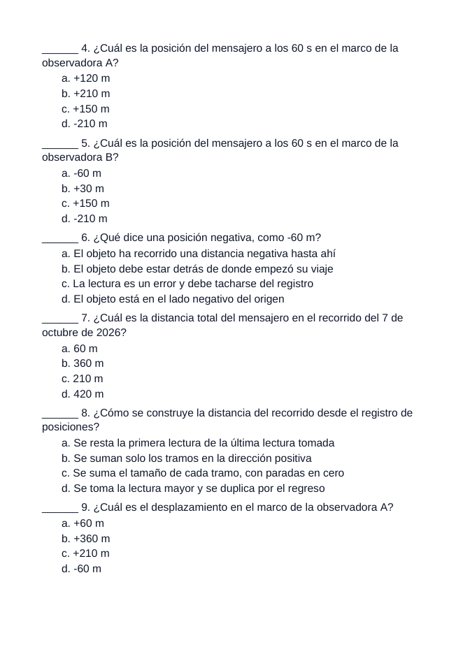 Reference Frames & Displacement Spanish Unit Test sample page