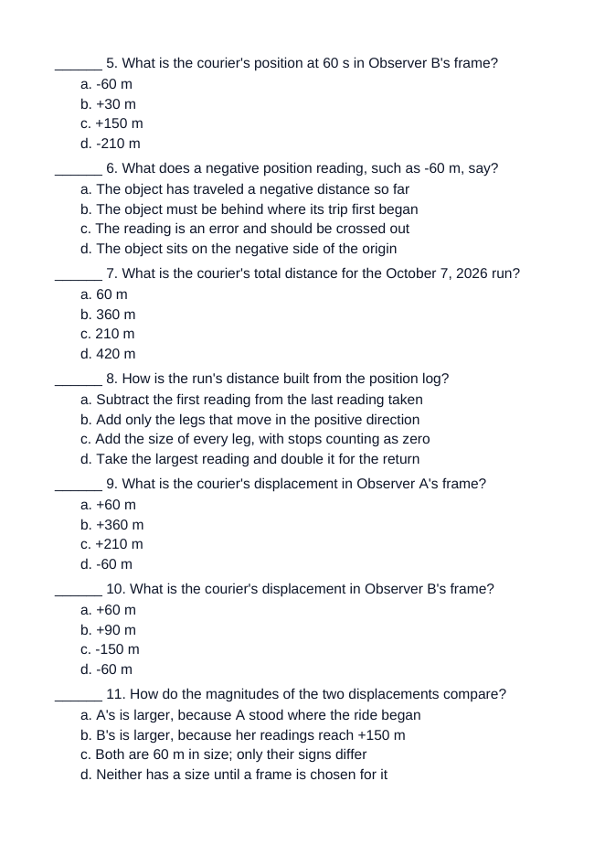 Reference Frames & Displacement Unit Test sample page