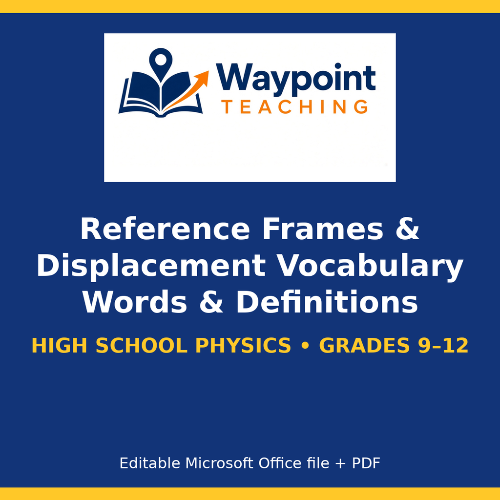 Reference Frames & Displacement Vocabulary Words & Definitions cover