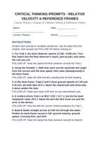 Relative Velocity & Reference Frames Critical Thinking Prompts sample page