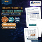 Relative Velocity & Reference Frames Vocabulary Choice Board cover