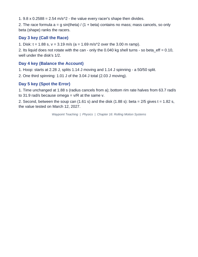 Rolling Motion Systems Bell Ringers & Exit Tickets sample page