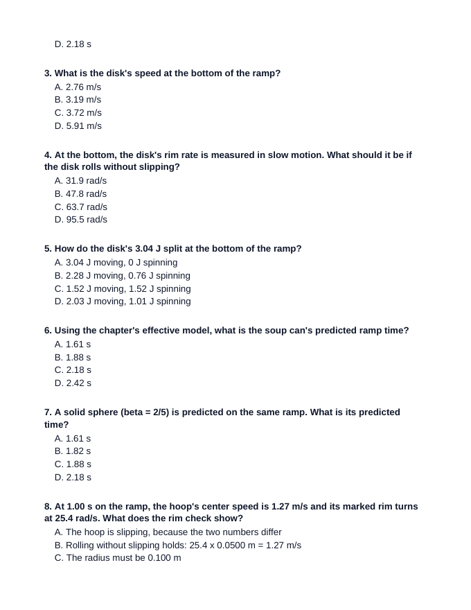 Rolling Motion Systems Lesson Quiz sample page