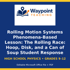 Rolling Motion Systems Phenomena-Based Lesson: The Rolling Race: Hoop, Disk, and a Can of Soup Student Response Sheet cover