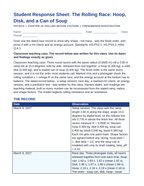 Rolling Motion Systems Phenomena-Based Lesson: The Rolling Race: Hoop, Disk, and a Can of Soup Student Response Sheet sample page
