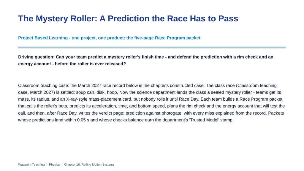 Rolling Motion Systems Project-Based Learning Activity sample page