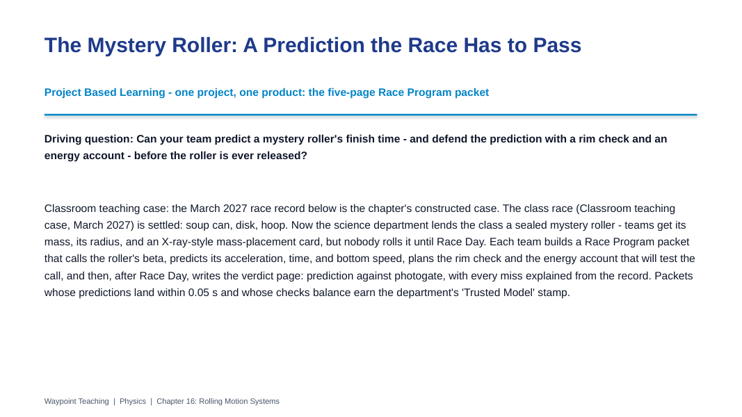 Rolling Motion Systems Project-Based Learning Activity sample page