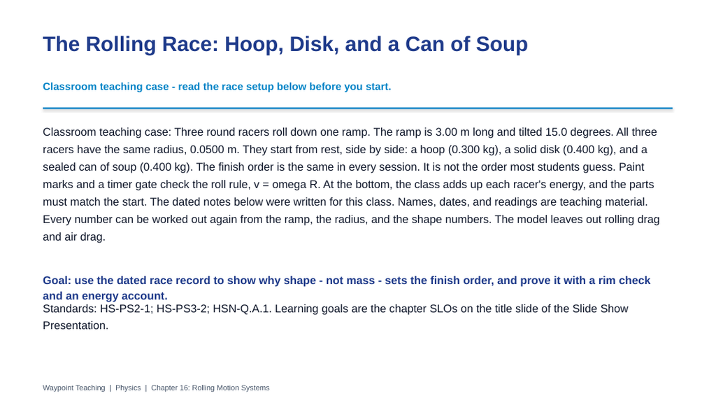 Rolling Motion Systems Scaffolded Phenomena-Based Lesson: The Rolling Race: Hoop, Disk, and a Can of Soup Presentation sample page