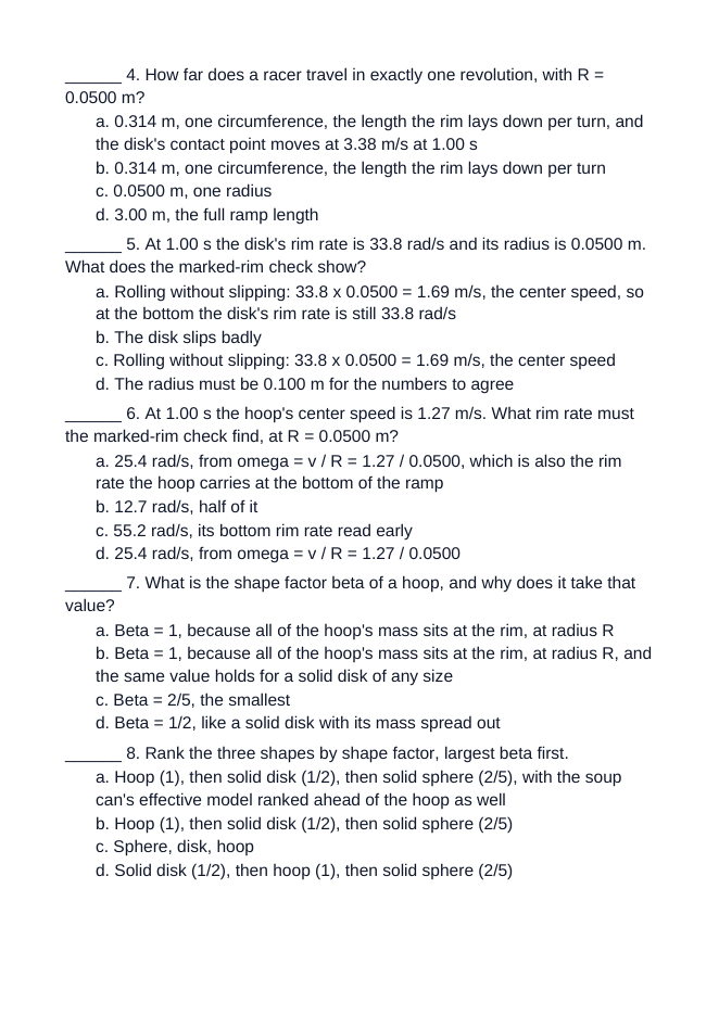 Rolling Motion Systems Unit Test sample page