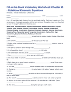 Rotational Kinematic Equations Fill-in-the-Blank Vocabulary Worksheet sample page
