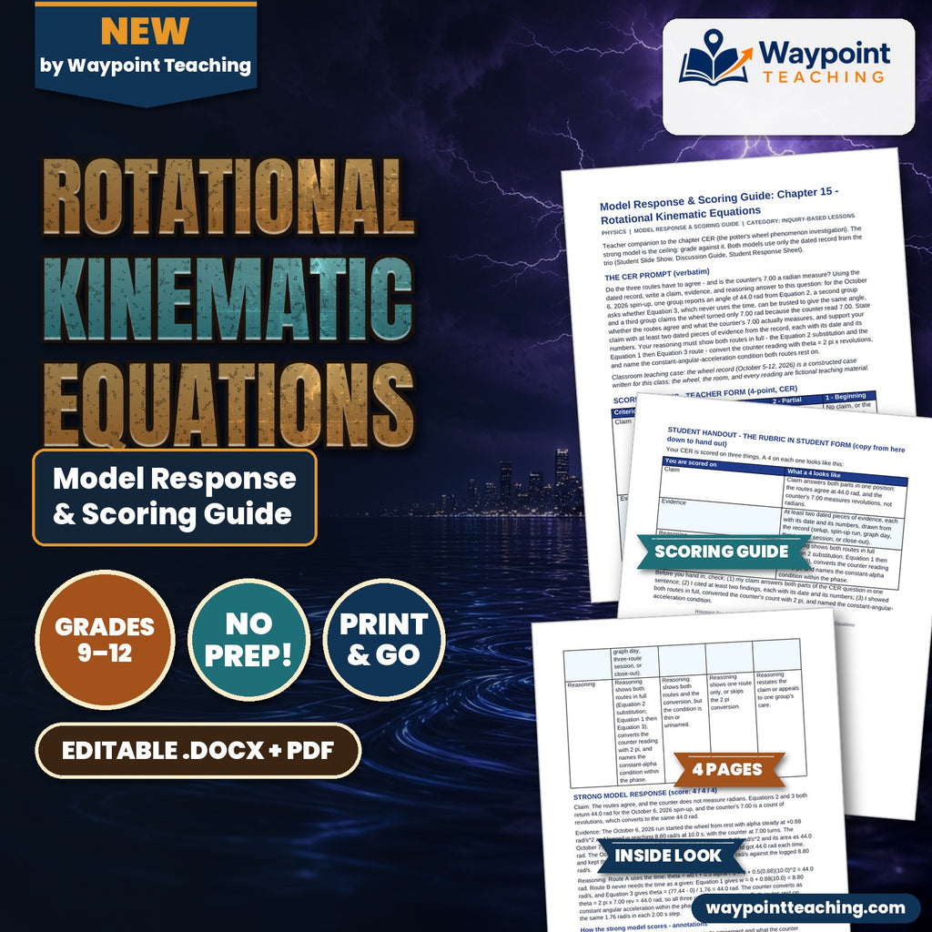 Rotational Kinematic Equations Model Response & Scoring Guide cover