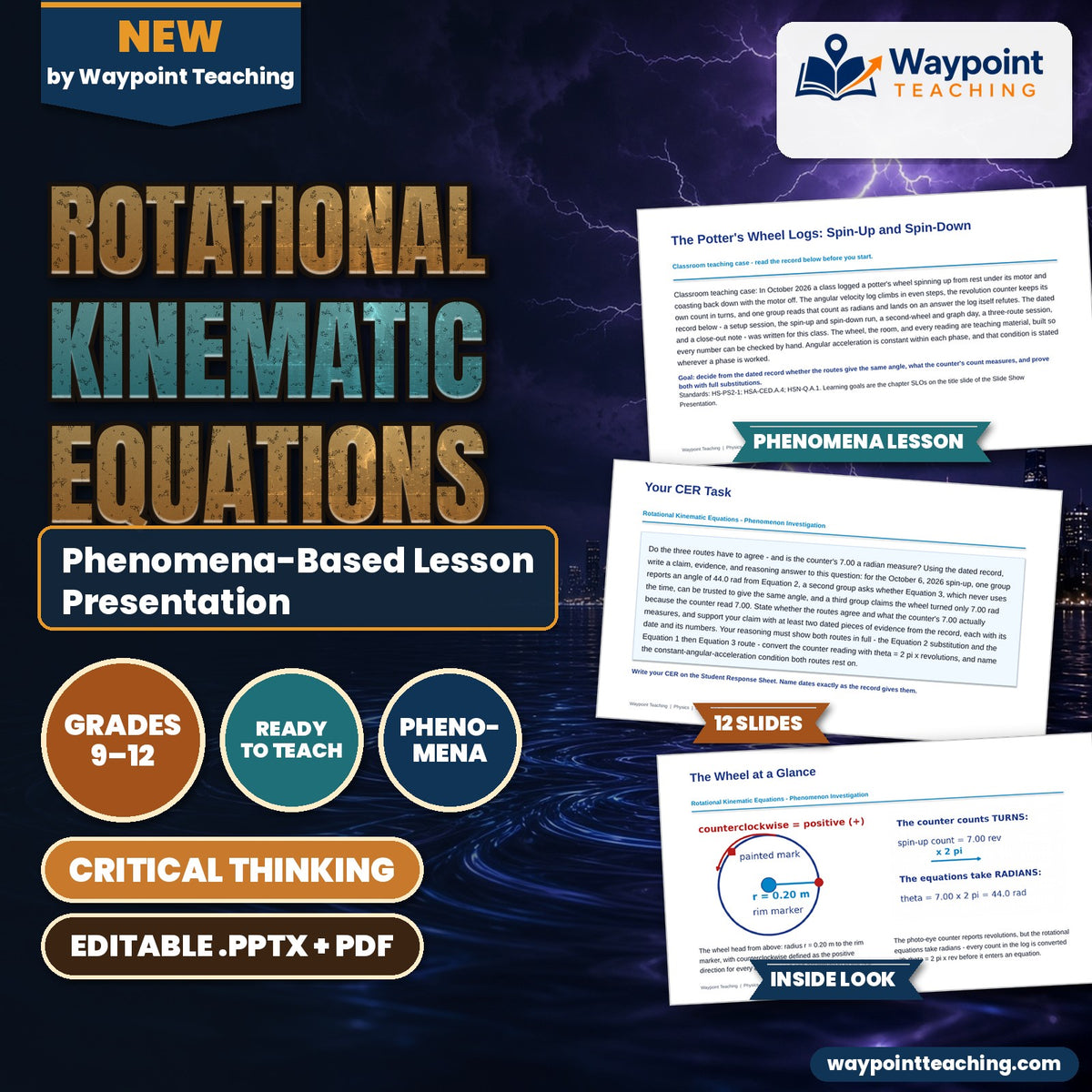 Rotational Kinematic Equations Phenomena-Based Lesson: The Potter's Wheel Logs: Spin-Up and Spin-Down Presentation cover