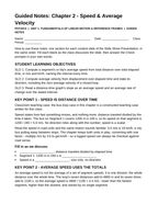 Speed & Average Velocity Guided Notes sample page