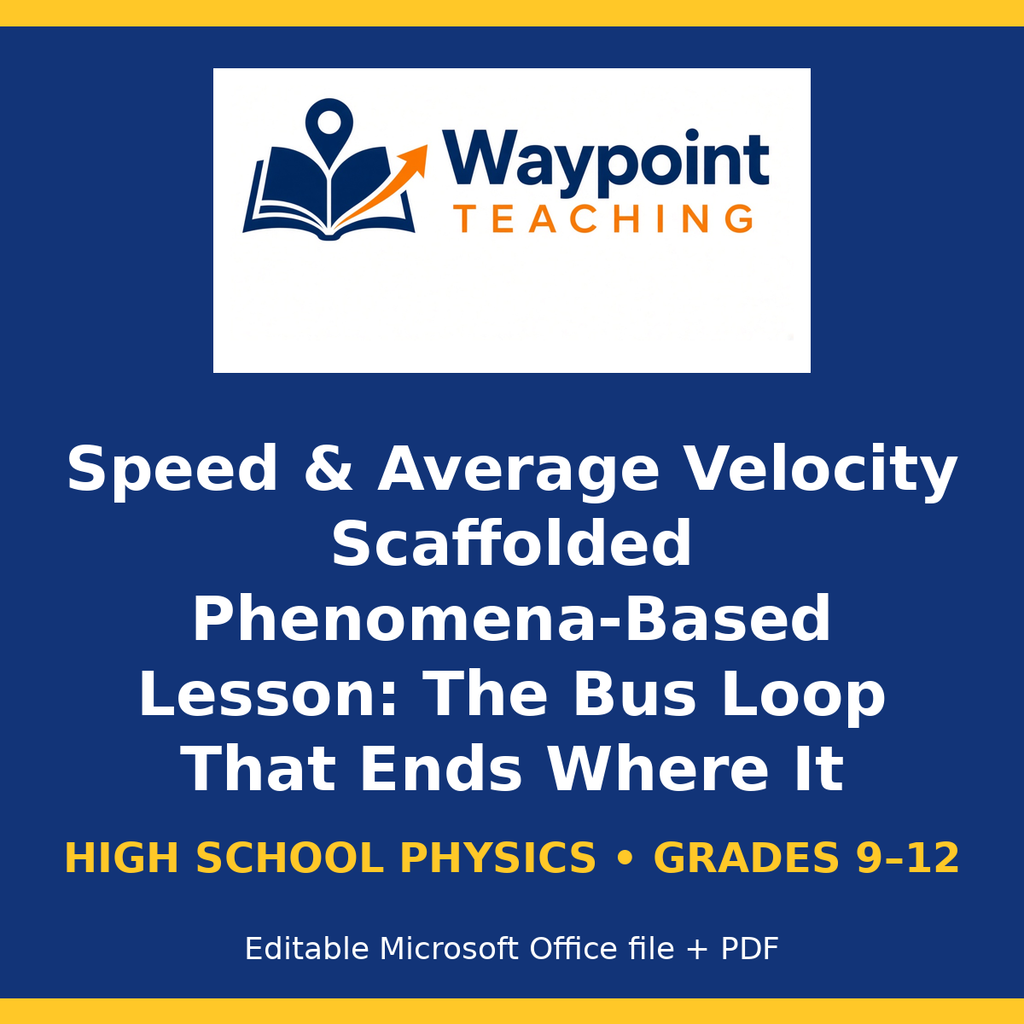 Speed & Average Velocity Scaffolded Phenomena-Based Lesson: The Bus Loop That Ends Where It Starts Student Response Sheet cover