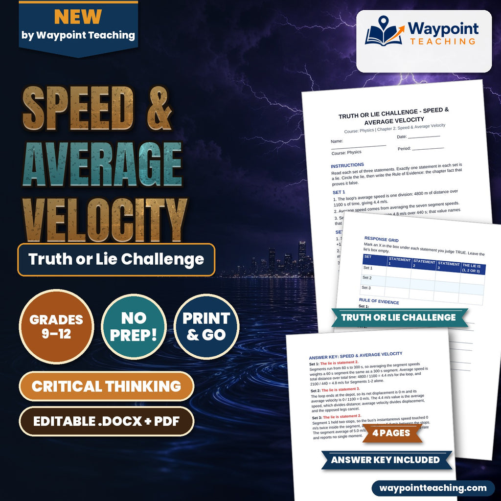 Speed & Average Velocity Truth or Lie Challenge cover
