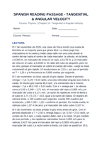 Tangential & Angular Velocity Spanish Reading Passage & Comprehension Questions sample page
