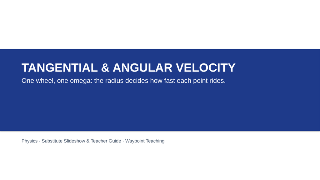 Tangential & Angular Velocity Substitute Slideshow & Teacher Guide sample page