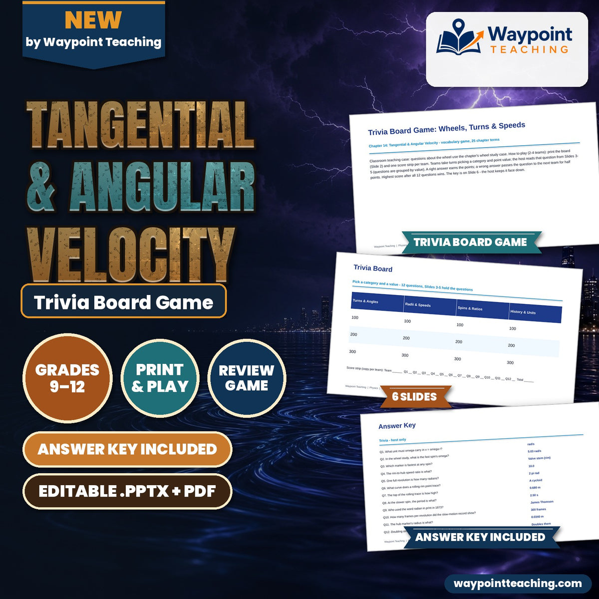 Tangential & Angular Velocity Trivia Board Game cover
