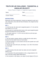 Tangential & Angular Velocity Truth or Lie Challenge sample page