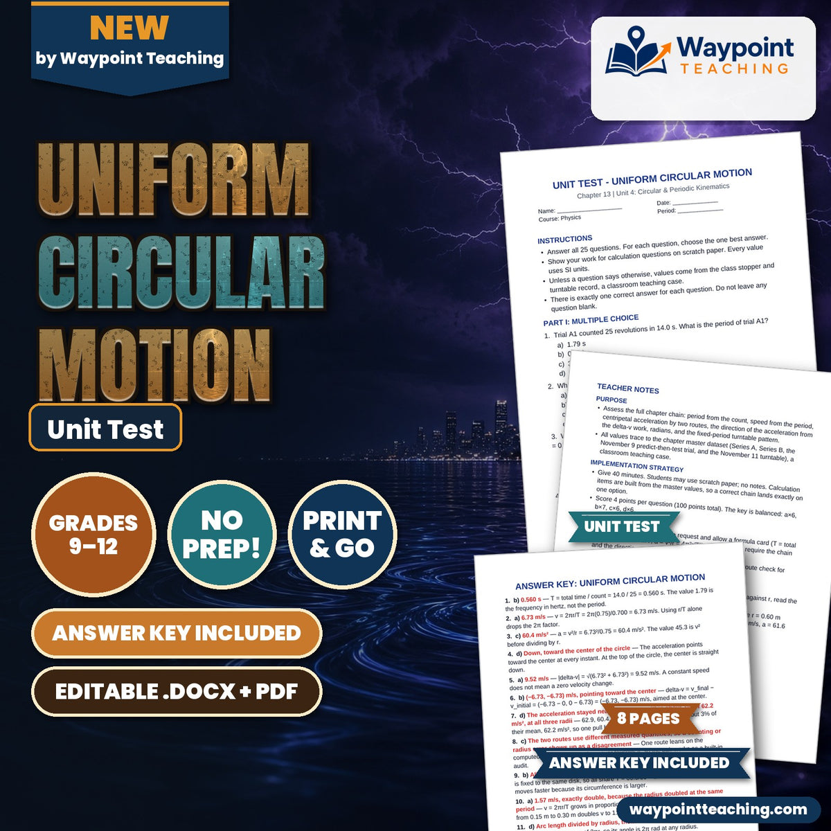Uniform Circular Motion Unit Test cover