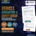 Vehicle Kinematics & Safety Design Fill-in-the-Blank Vocabulary Worksheet cover